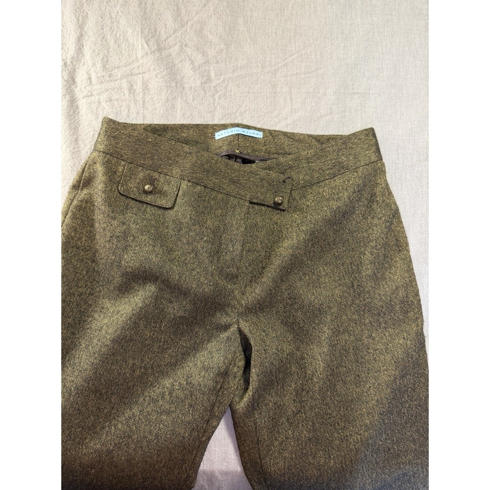 Antonio Melani‎ Trouser Dress Pants Wool Blend Lined Bronzed Green Sz 4 - Picture 3 of 6